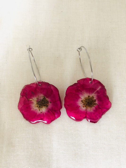 Real rose earrings