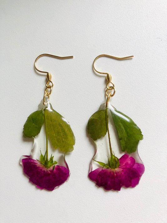 Real rose earrings