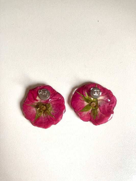 Boucles d'oreilles clous en vraies roses