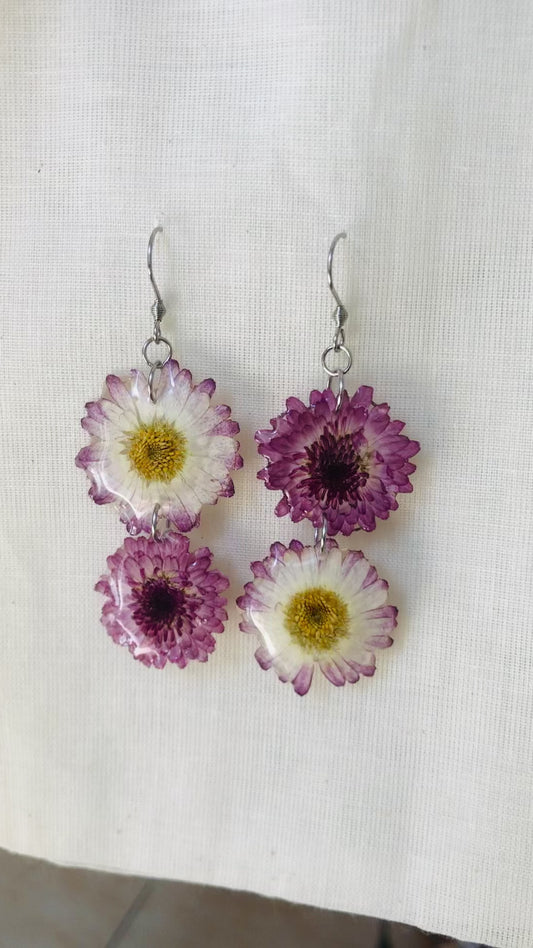Real flower earrings